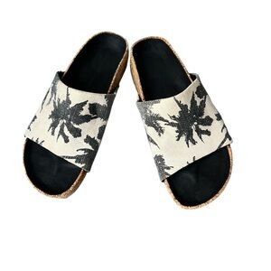 James Perse Black and Cream Sandals